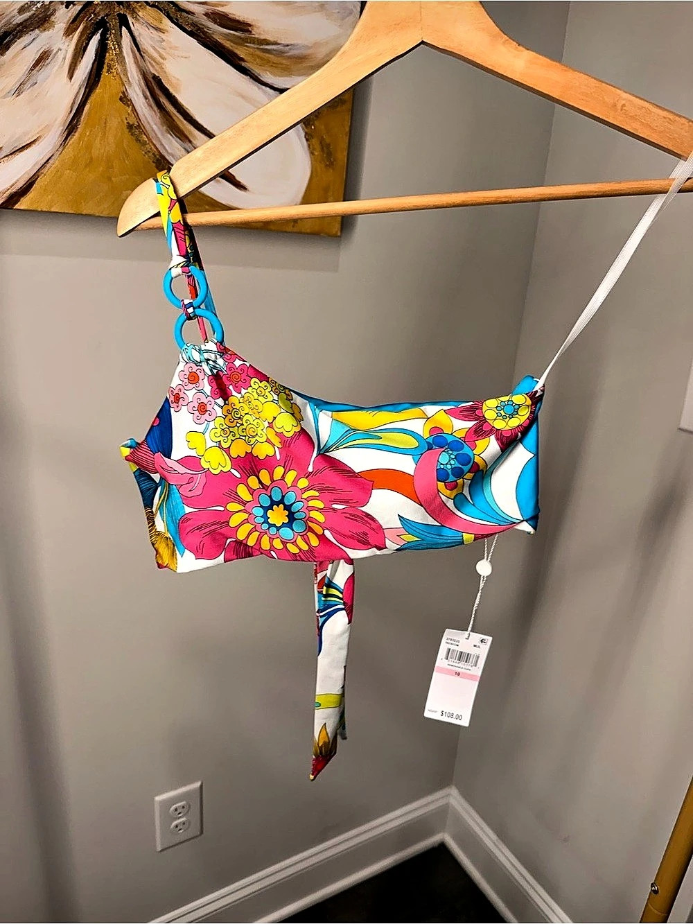 Trina Turk Dresden Floral Bikini Top in Multicolor Size 10 NWT